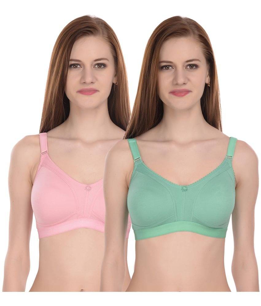 Elina Pack of 2 100% Cotton Non Padded Women's T-Shirt Bra ( Multicolor )     			Elina Pack of 2 100% Cotton Non Padded Women's T-Shirt Bra ( Multicolor )