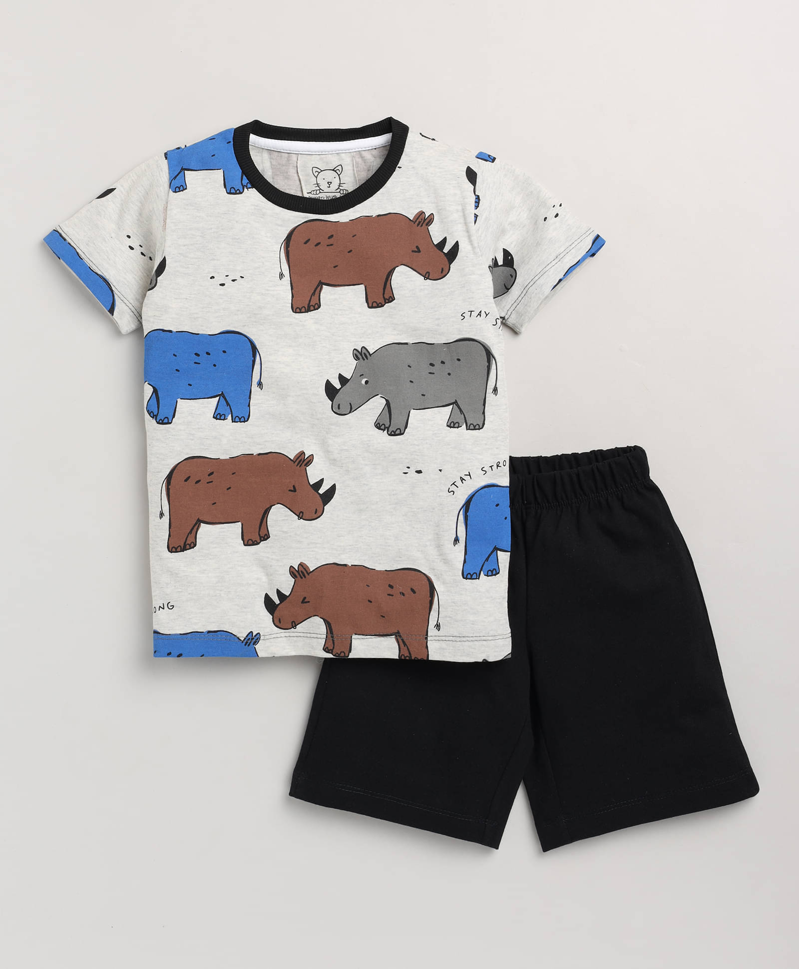 Lazy Shark Pack of 1 Boys Cotton Blend T-Shirt & Shorts Set ( Light Grey ) Lazy Shark Pack of 1 Boys Cotton Blend T-Shirt & Shorts Set ( Light Grey )