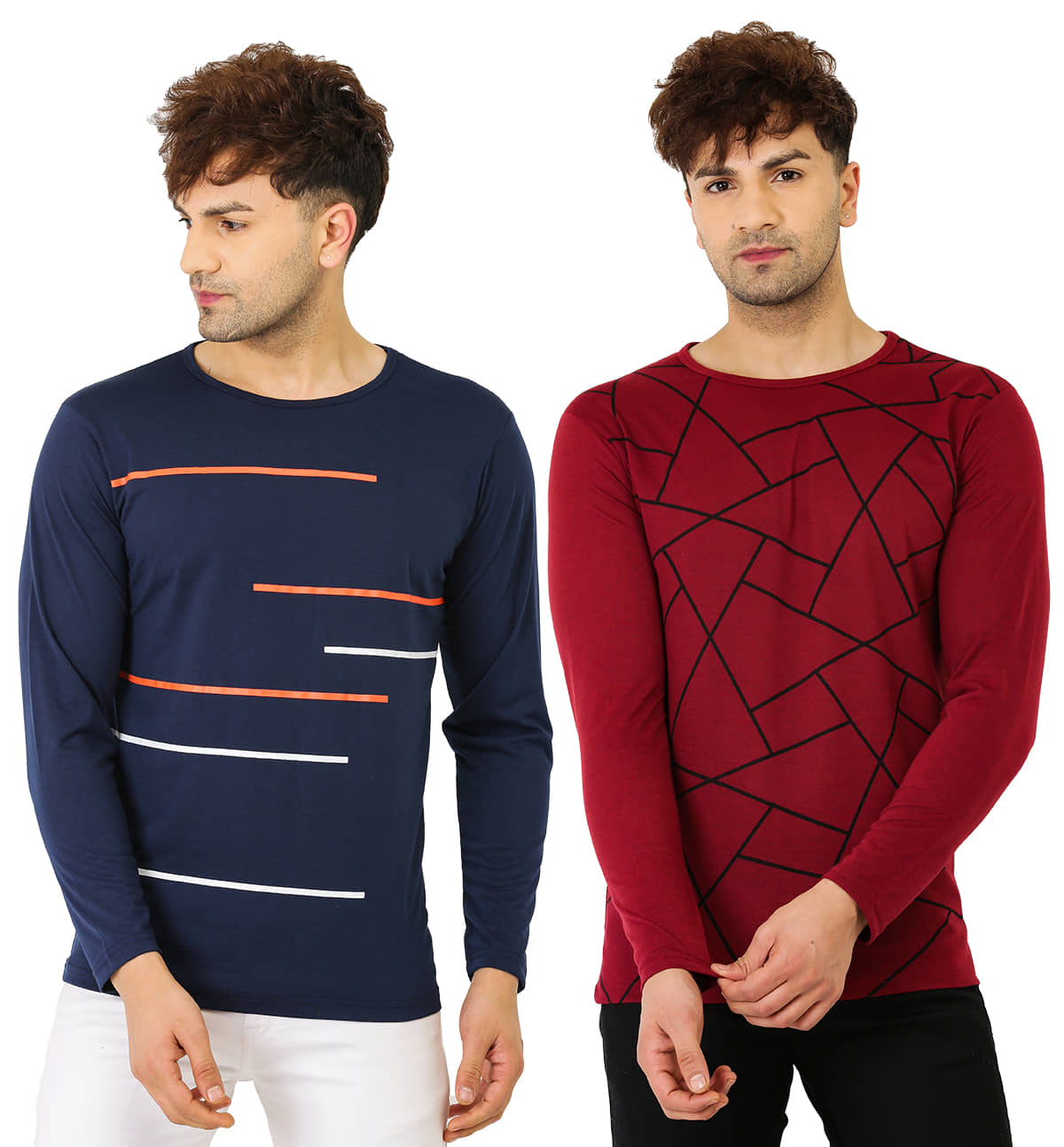 Leotude Pack of 2 Cotton Regular Fit Men's T-Shirt ( Navy )