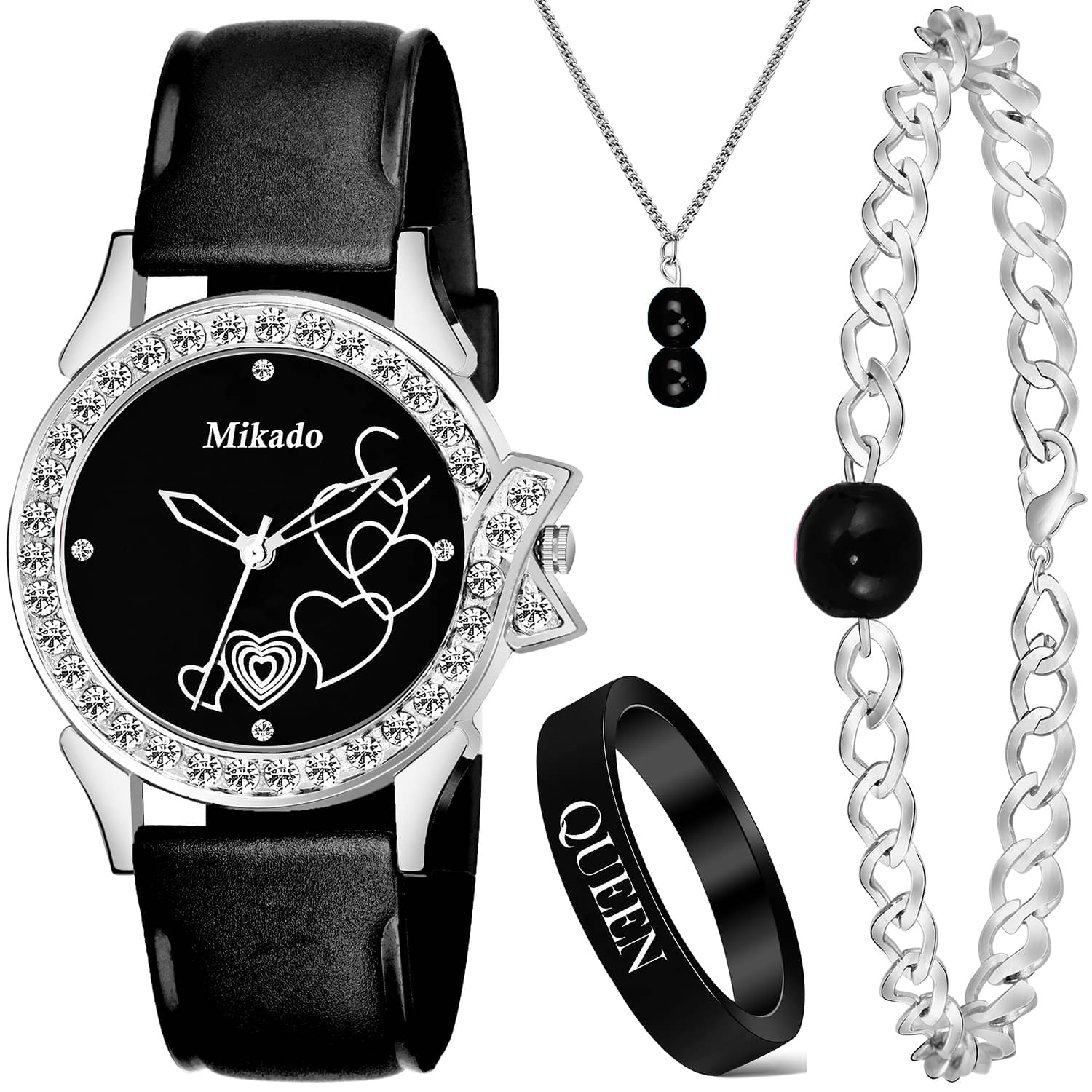    			Mikado - Black Leather Analog Womens Watch