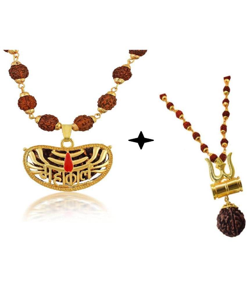     			PAYSTORE Gold Plated Kaju Mahakal + Trishul Damru 5 Mukhi Rudraksha Mala
