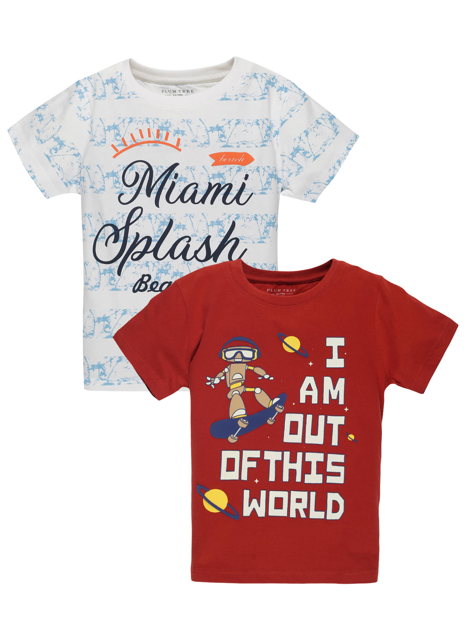     			PLUM TREE Pack of 5 Boys Cotton T-Shirt ( Maroon )