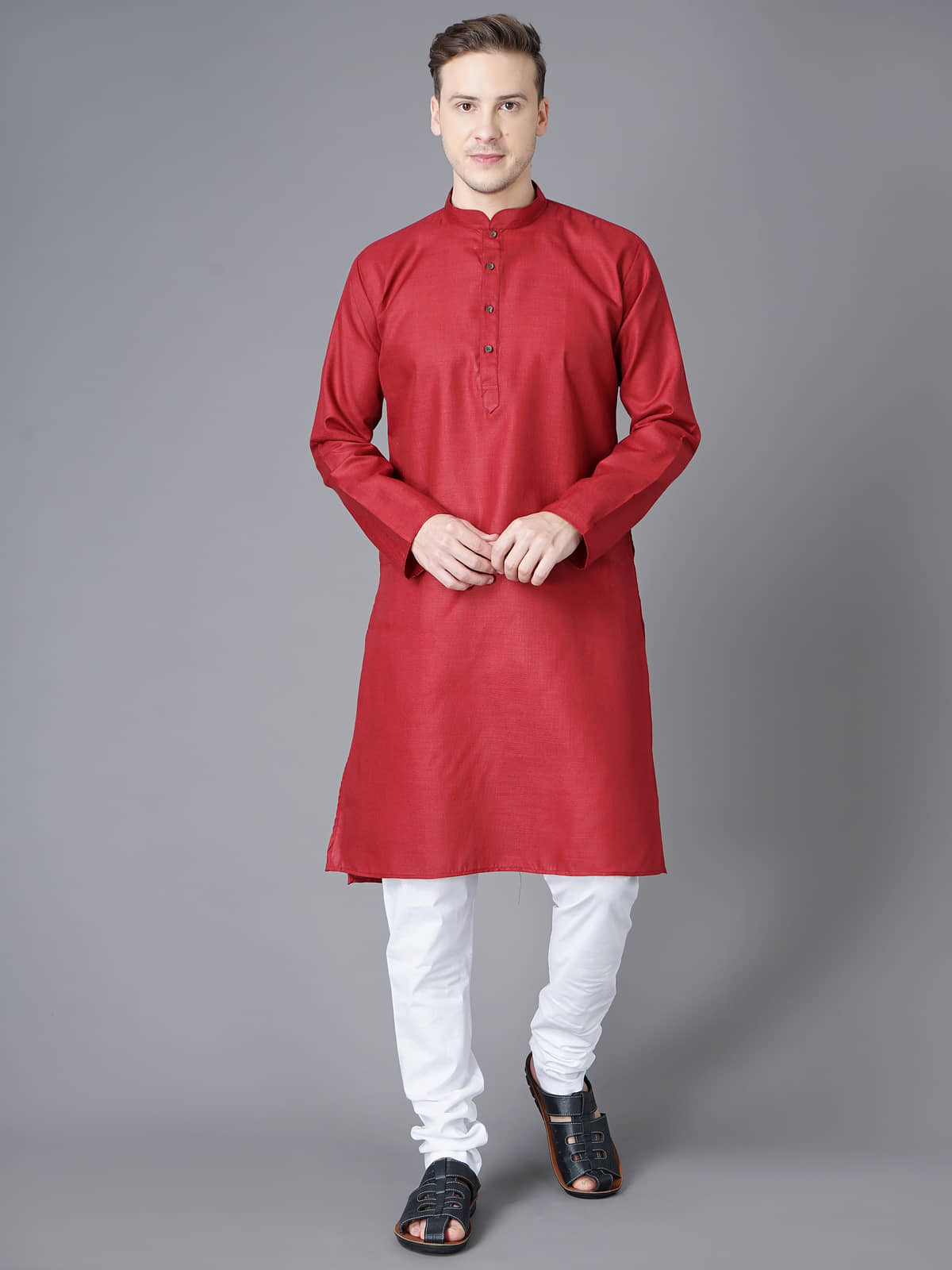 Paul Street - Regular 100 percent Cotton Red Men's Kurta ( Single Pack ) - Kurtas & Kurta Sets | Buy online on ZillyBuy