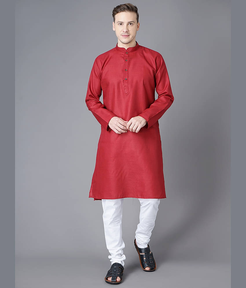 Paul Street - Regular 100 percent Cotton Red Men's Kurta ( Single Pack )