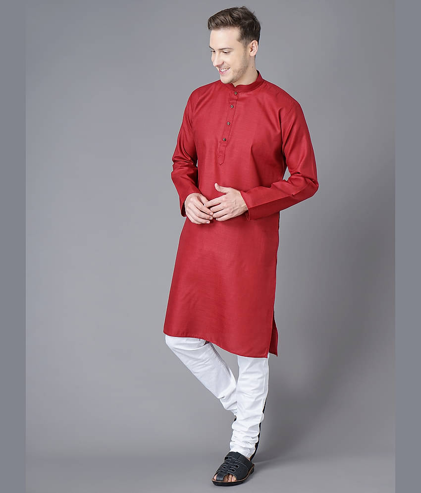 Paul Street - Regular 100 percent Cotton Red Men's Kurta ( Single Pack )