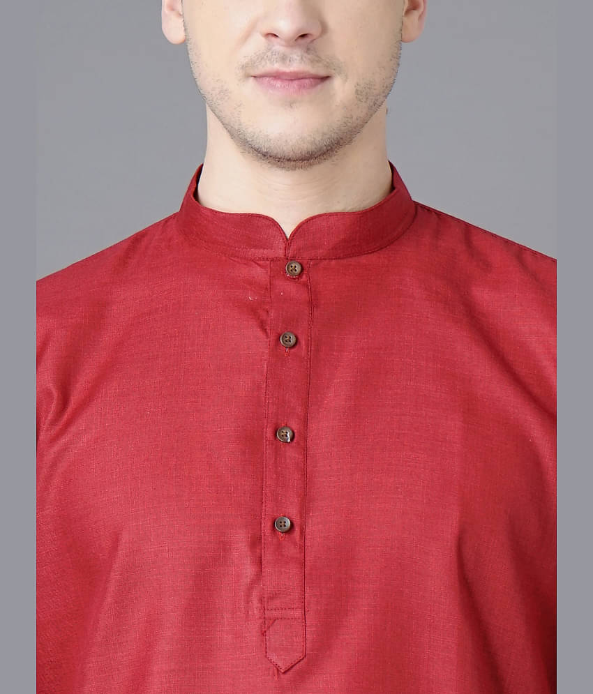Paul Street - Regular 100 percent Cotton Red Men's Kurta ( Single Pack )