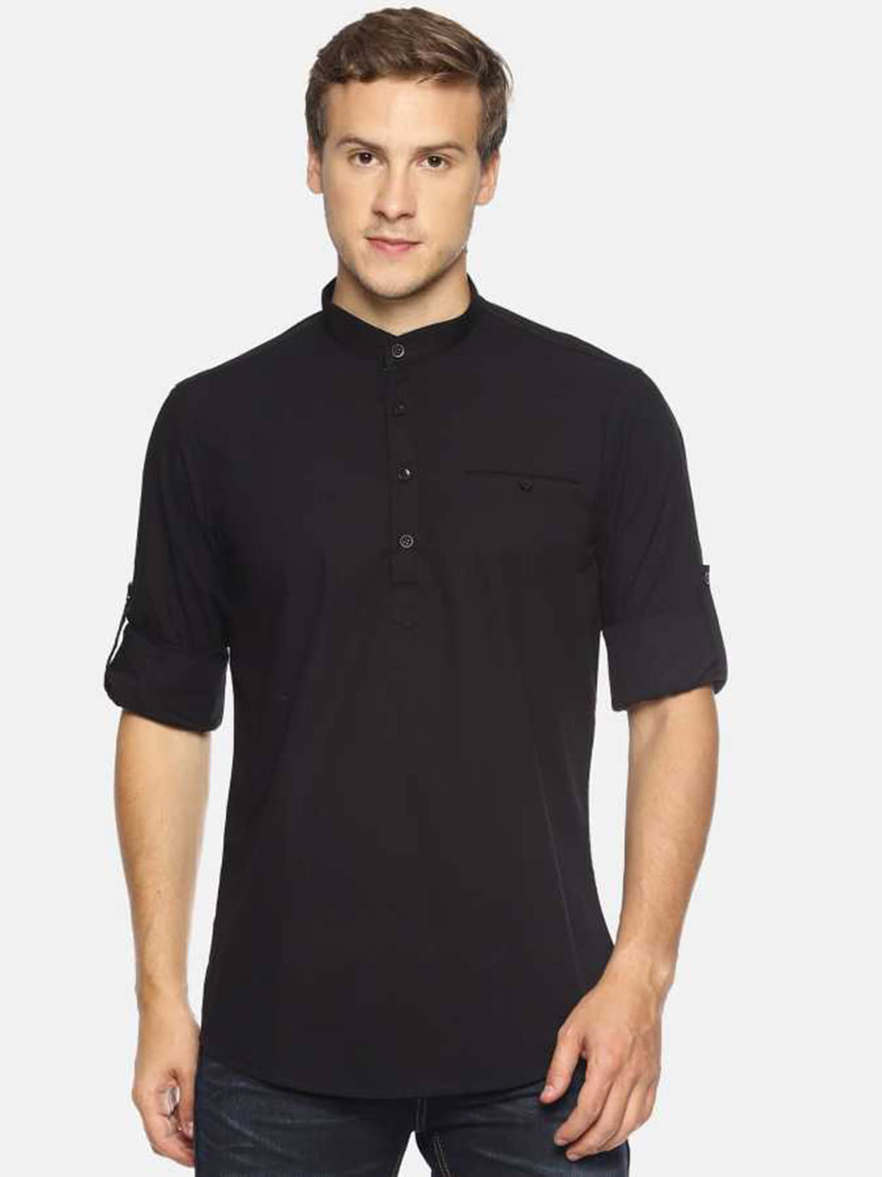 Springberry - Shirt Style 100 percent Cotton Black Men's Kurta ( Pack of 1 ) - Kurtas & Kurta Sets | Buy online on ZillyBuy