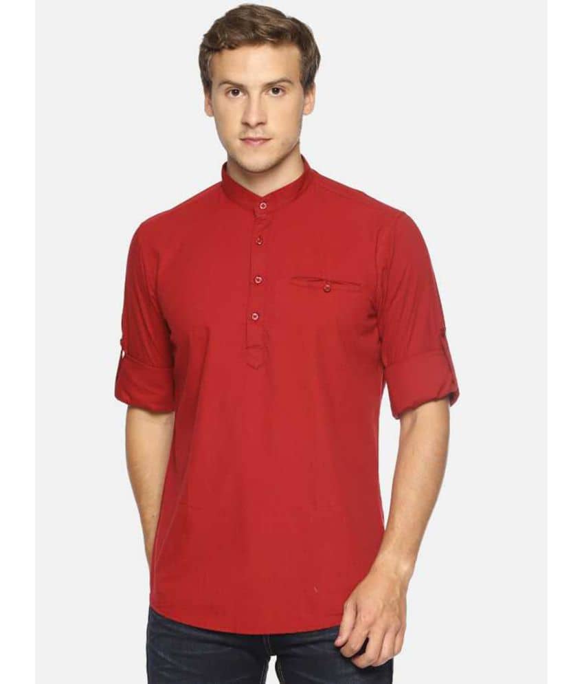 Springberry - Shirt Style 100 percent Cotton Maroon Men's Kurta ( Pack of 1 ) - Kurtas & Kurta Sets | Buy online on ZillyBuy