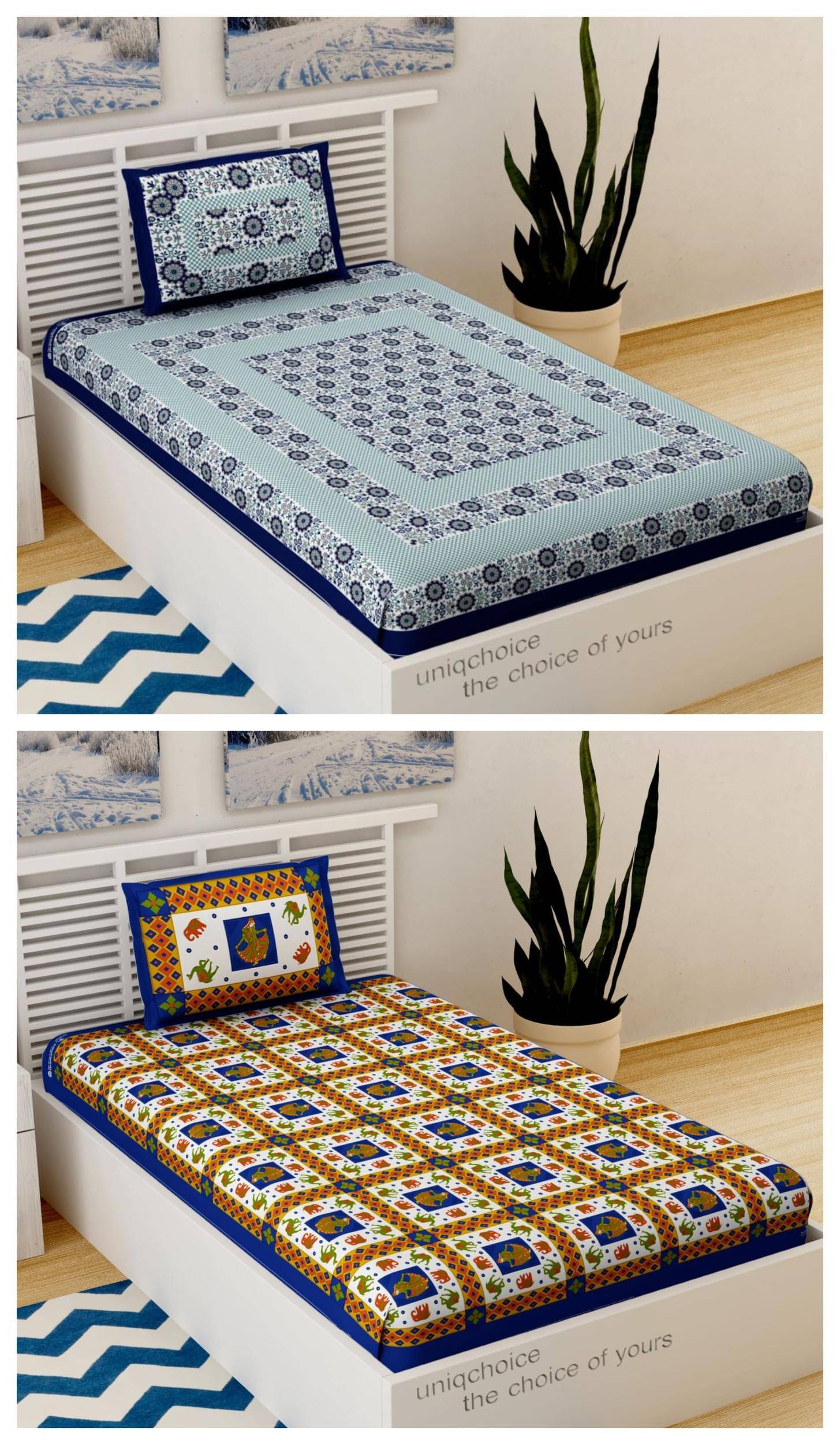 Uniqchoice 100% Cotton Single Bedsheet ( Blue )     			Uniqchoice 100% Cotton Single Bedsheet ( Blue )