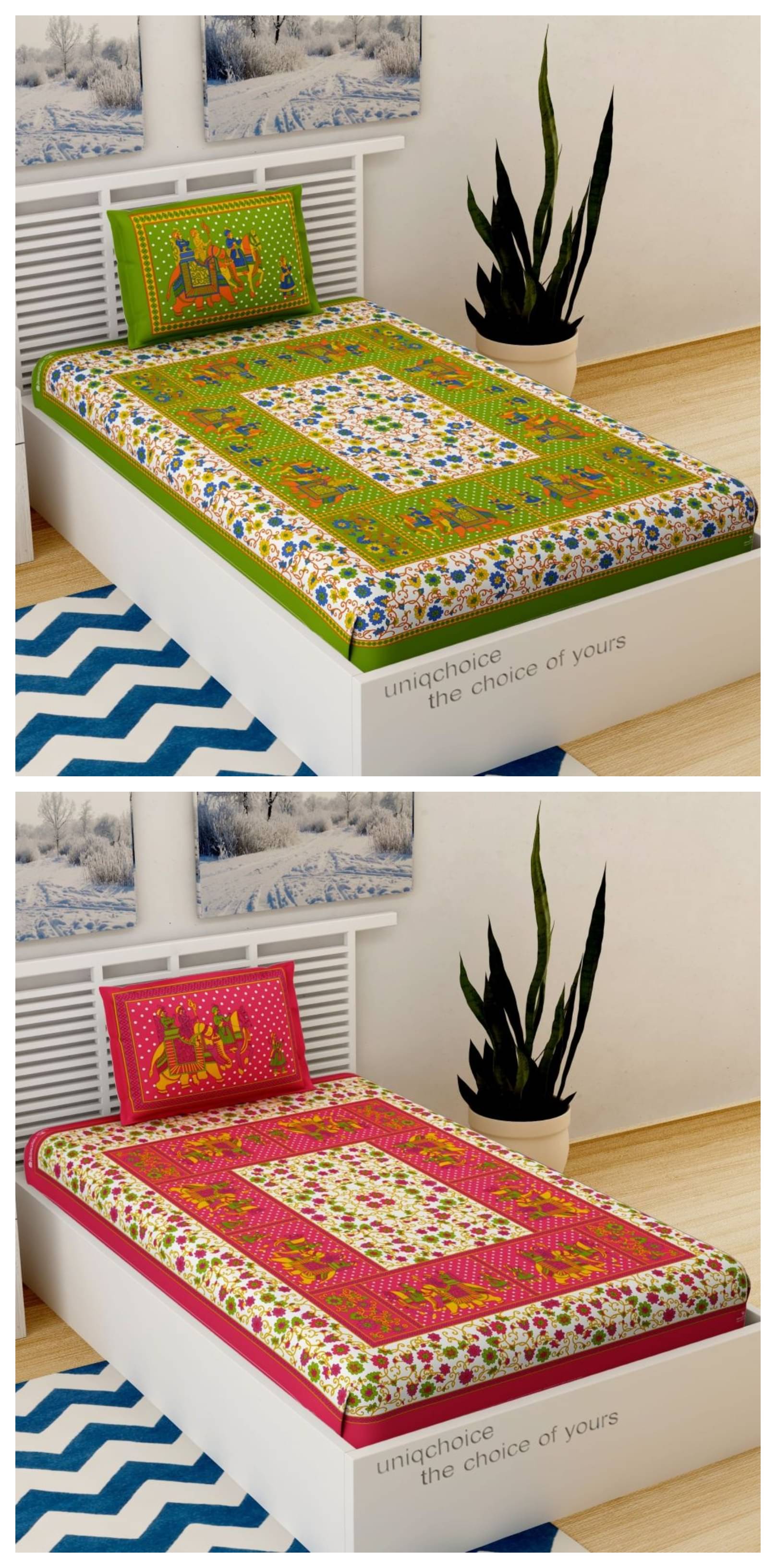     			Uniqchoice 100% Cotton Single Bedsheet ( Green )