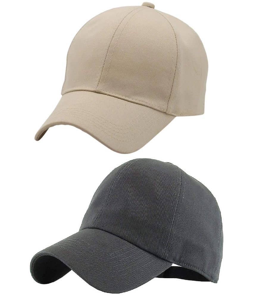 Zacharias - 100% Cotton Beige Men's Cap ( Pack of 2 )