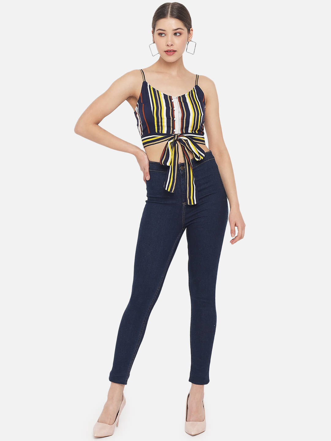 ALL WAYS YOU - Multicolor Polyester Women's Knot Front Top ( Pack of 1 ) ALL WAYS YOU - Multicolor Polyester Women's Knot Front Top ( Pack of 1 )