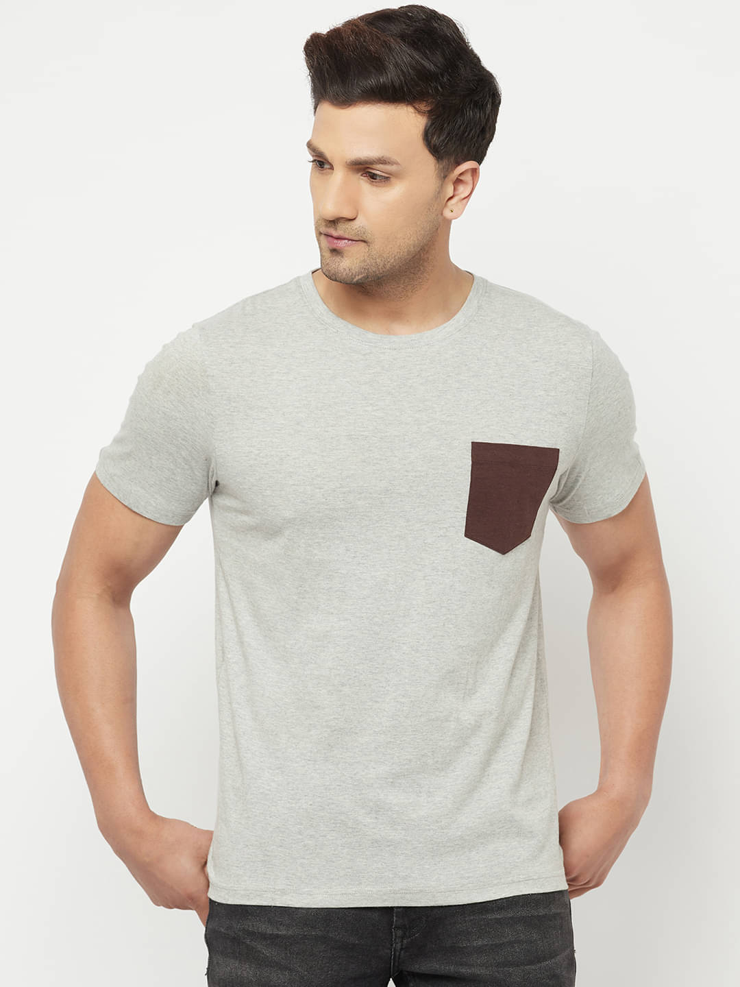 Glito Pack of 1 Cotton Blend Regular Fit Men's T-Shirt ( Grey ) Glito Pack of 1 Cotton Blend Regular Fit Men's T-Shirt ( Grey )