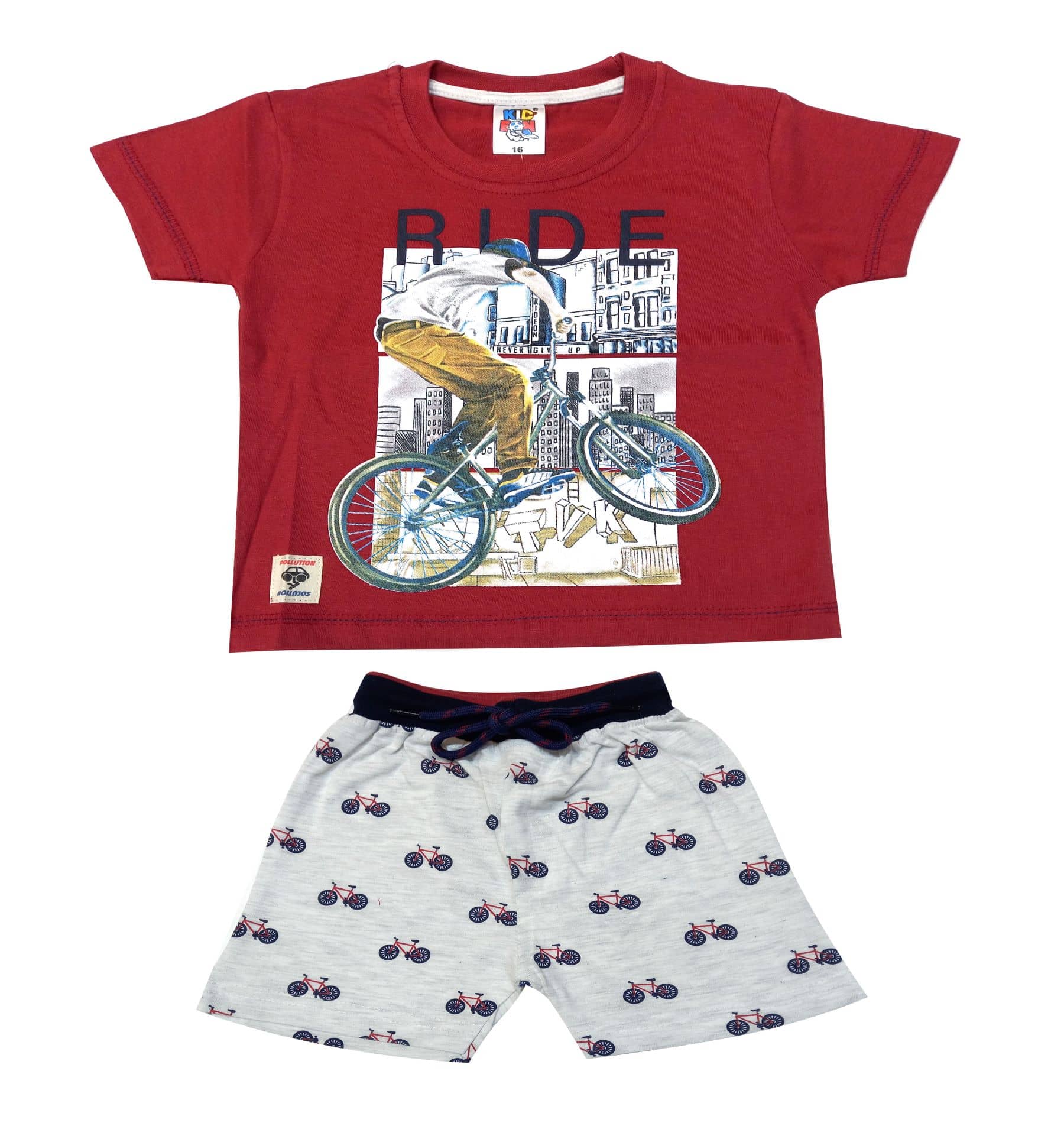 Kideon Pack of 1 Boys Cotton T-Shirt & Shorts Set ( Red )
