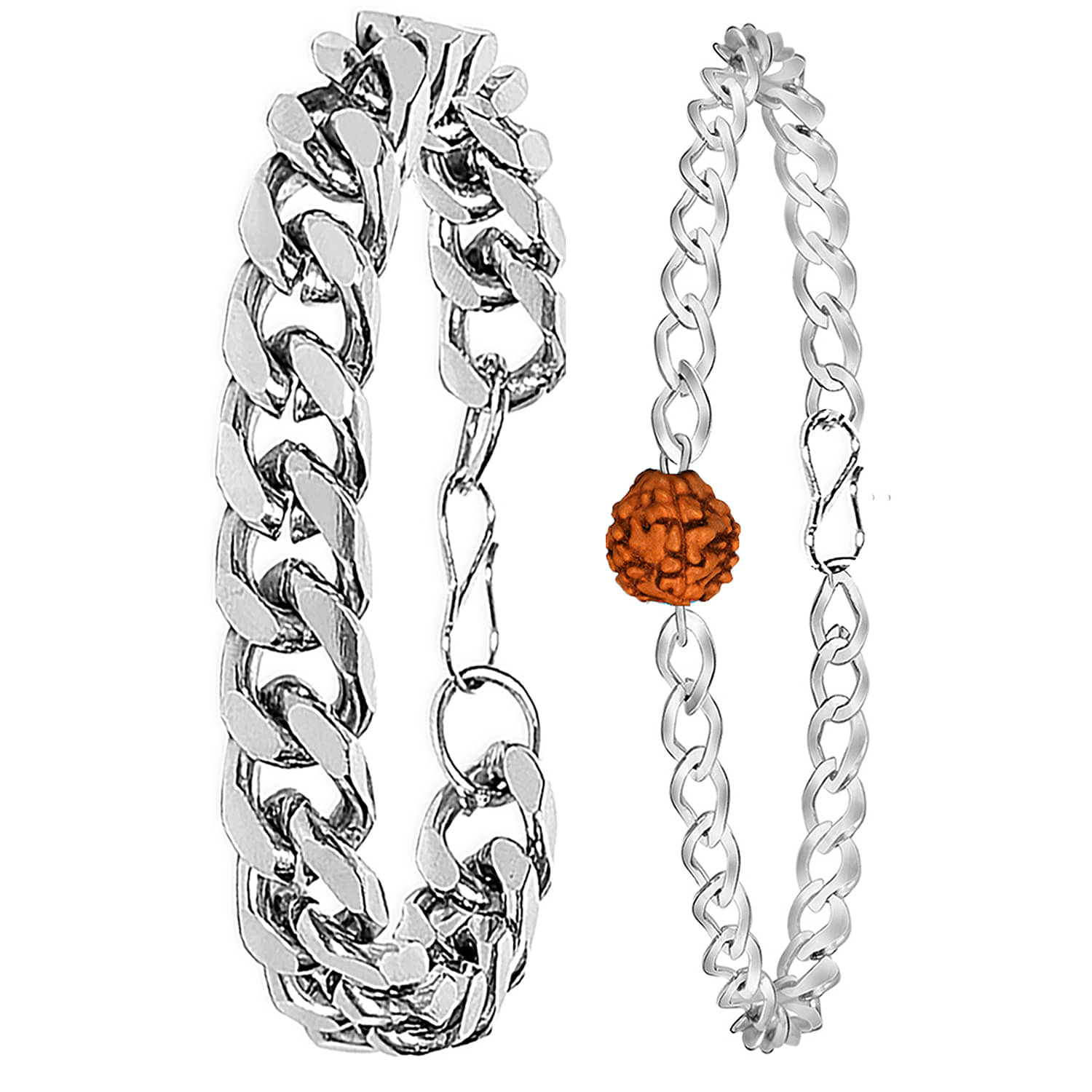     			Mikado - Men's Religious Silver Bracelet ( Pack of 2 )