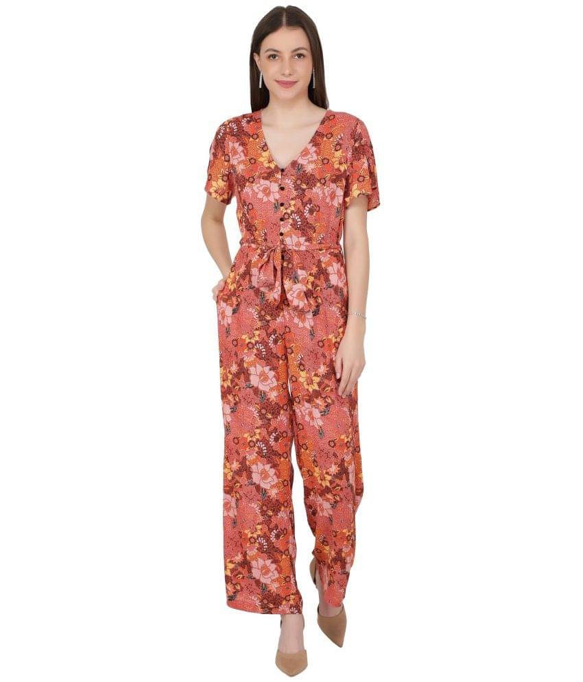 NUEVOSDAMAS - Rayon Regular Fit Red Women's Jumpsuit ( Pack of 1 ) NUEVOSDAMAS - Rayon Regular Fit Red Women's Jumpsuit ( Pack of 1 )
