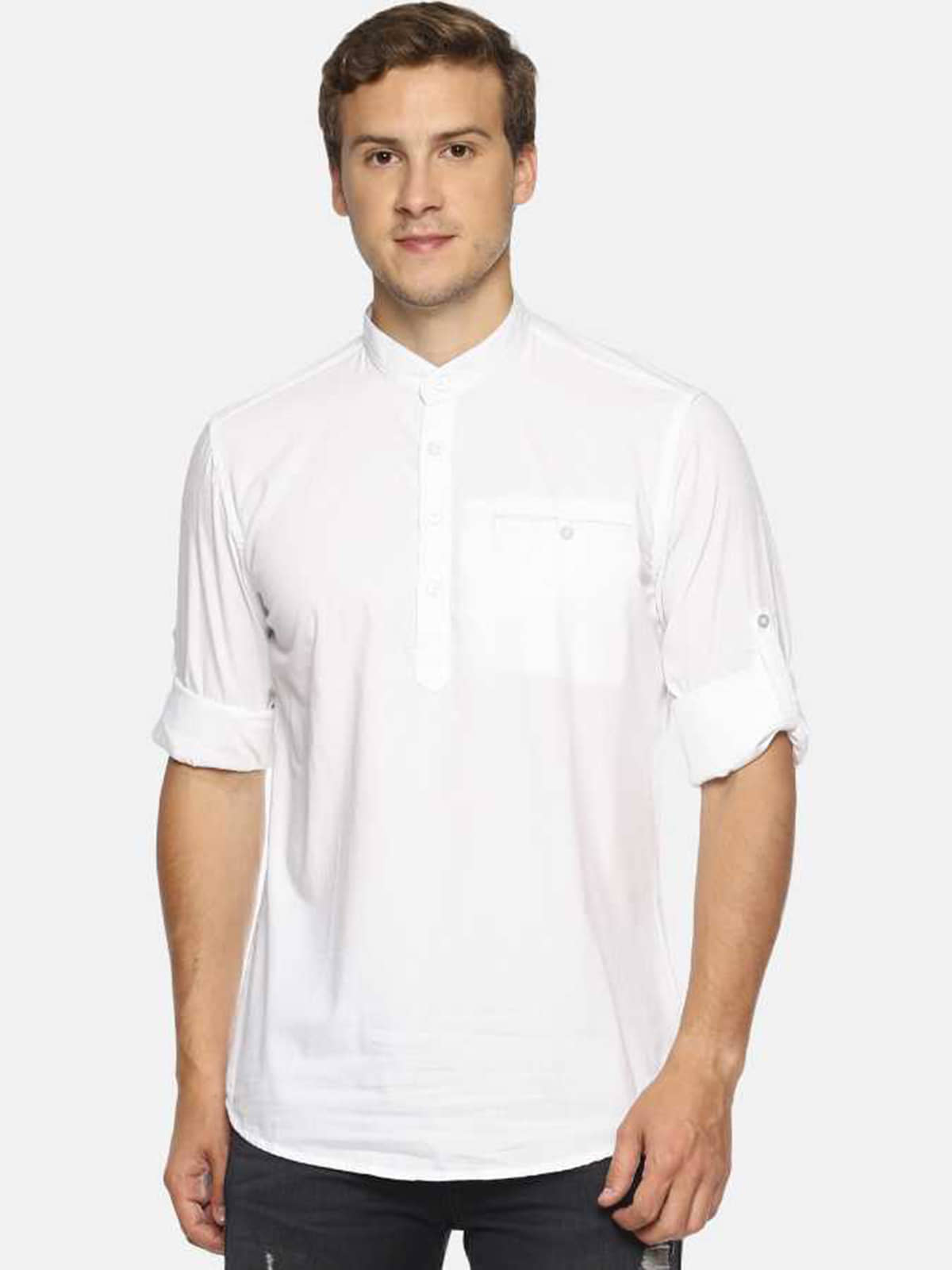Springberry - Shirt Style 100 percent Cotton White Men's Kurta ( Pack of 1 ) - Kurtas & Kurta Sets | Buy online on ZillyBuy
