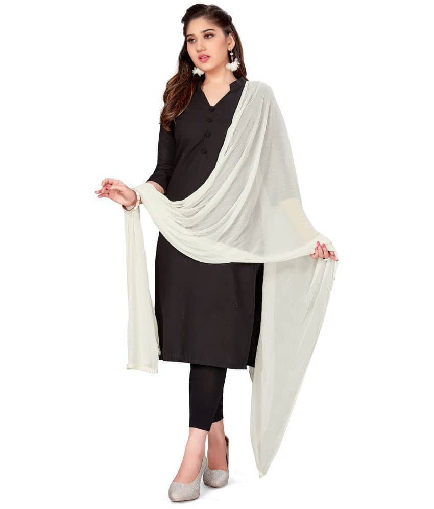TULSI (CRAFTED WITH HEART) - Chiffon Off White Women's Dupatta - ( Pack of 1 ) - Dupattas & Shawls | Buy online on ZillyBuy