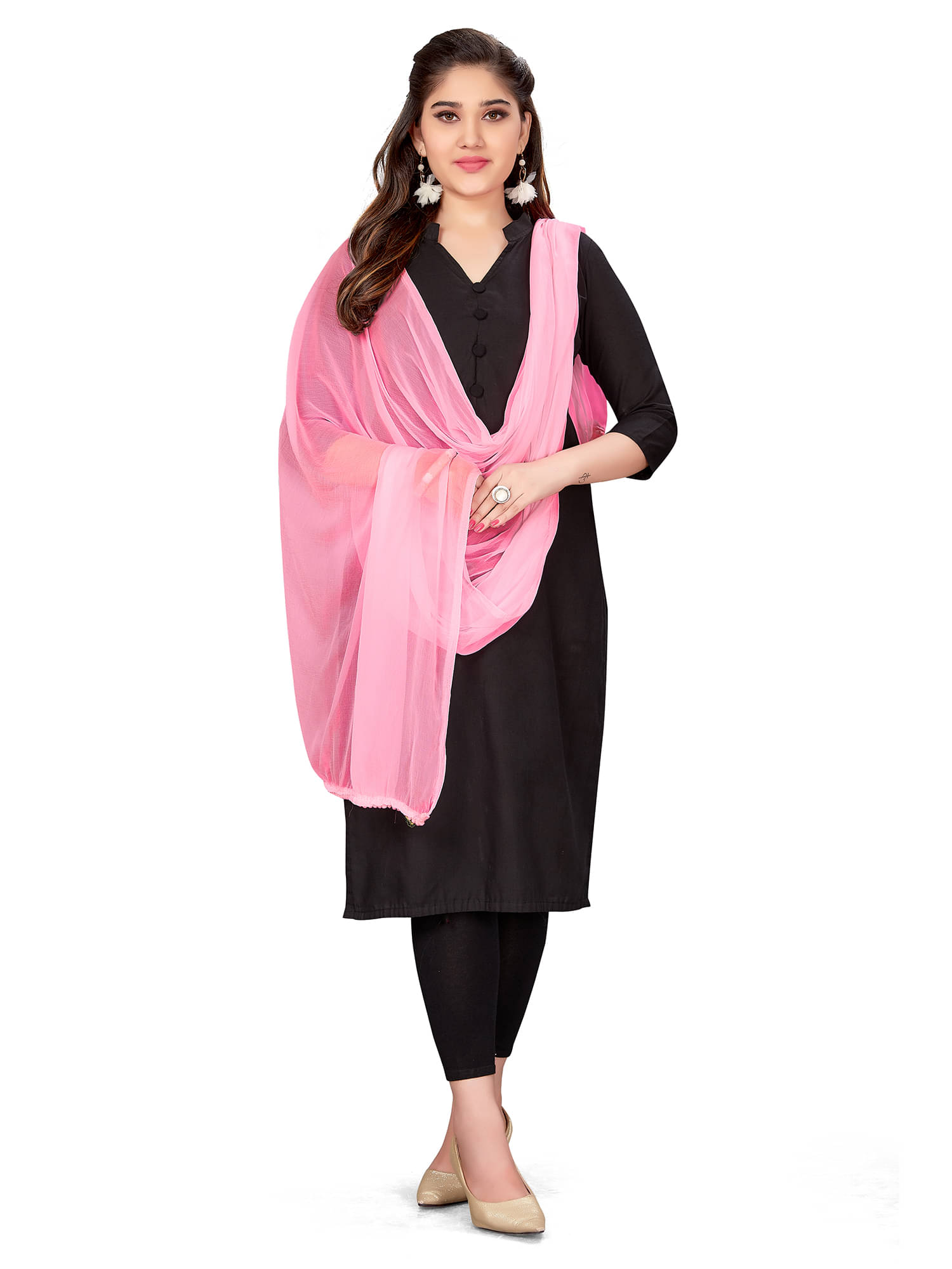 TULSI (CRAFTED WITH HEART) Women Chiffon Dupatta ( Pink , Pack of 1 ) TULSI (CRAFTED WITH HEART) Women Chiffon Dupatta ( Pink , Pack of 1 )