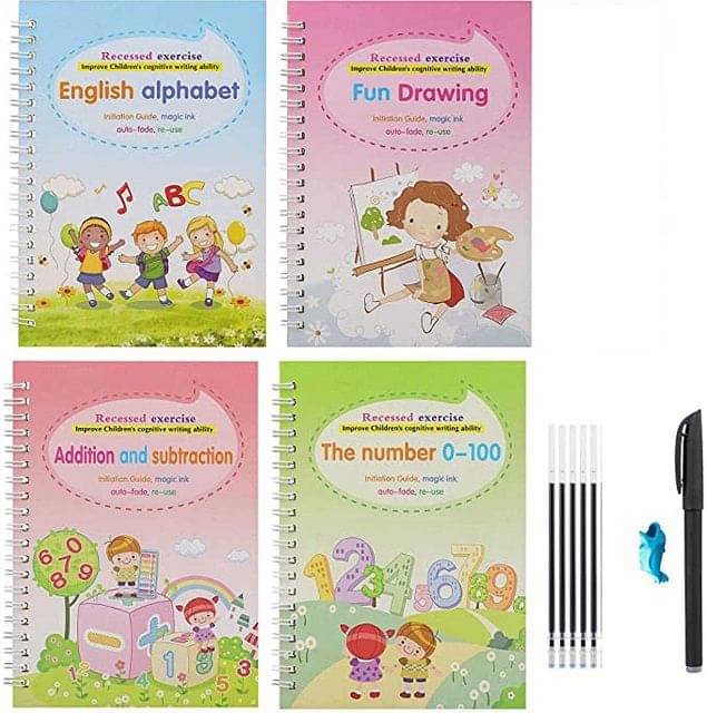     			RAMDEV ENTERPRISE Magic Practice Copybook Number Tracing Book for Preschoolers with Pen(4 BOOK + 10 REFILL+ 1 pen +1 grip)