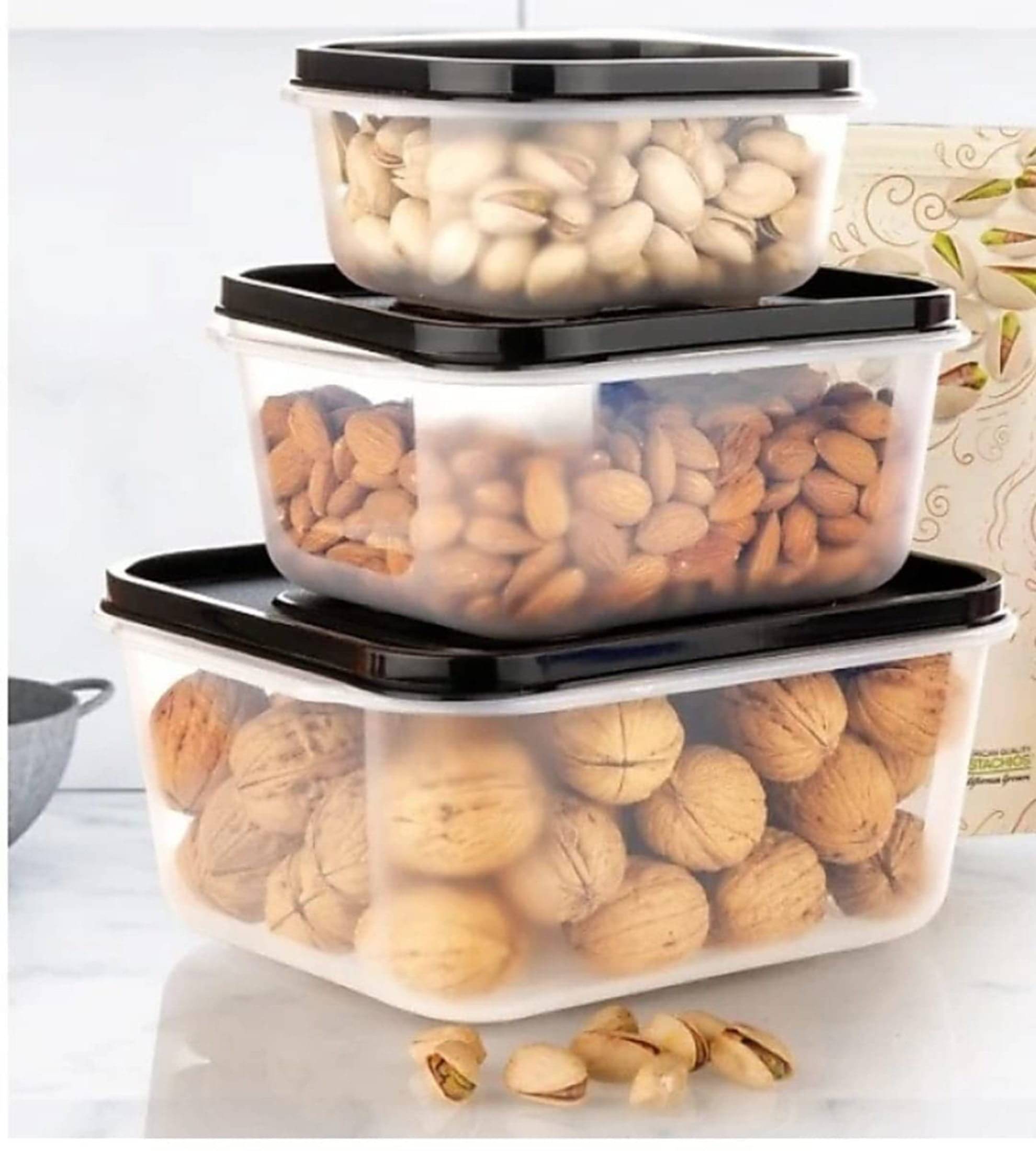 Analog kitchenware - Polyproplene Black Food Container ( Pack of 3 ) Analog kitchenware - Polyproplene Black Food Container ( Pack of 3 )