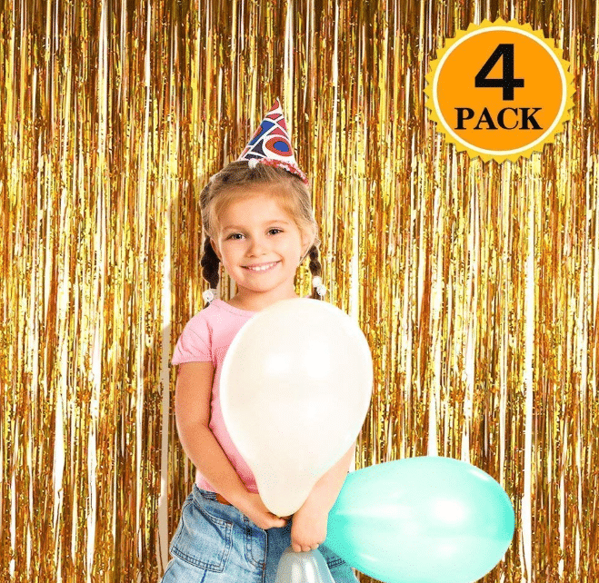     			Blooms Mall Golden Metallic Foil Curtain Pack of 4