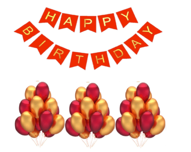     			Blooms Mall HBD Red Banner and Amazing  Metallic Balloon combo set ( Pack  of 31 )