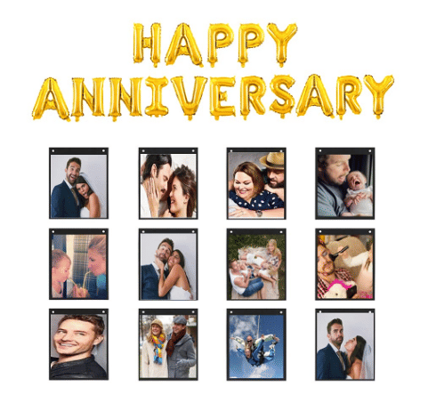Blooms Mall Happy Anniversary (Golden)+Photo banner Blooms Mall Happy Anniversary (Golden)+Photo banner
