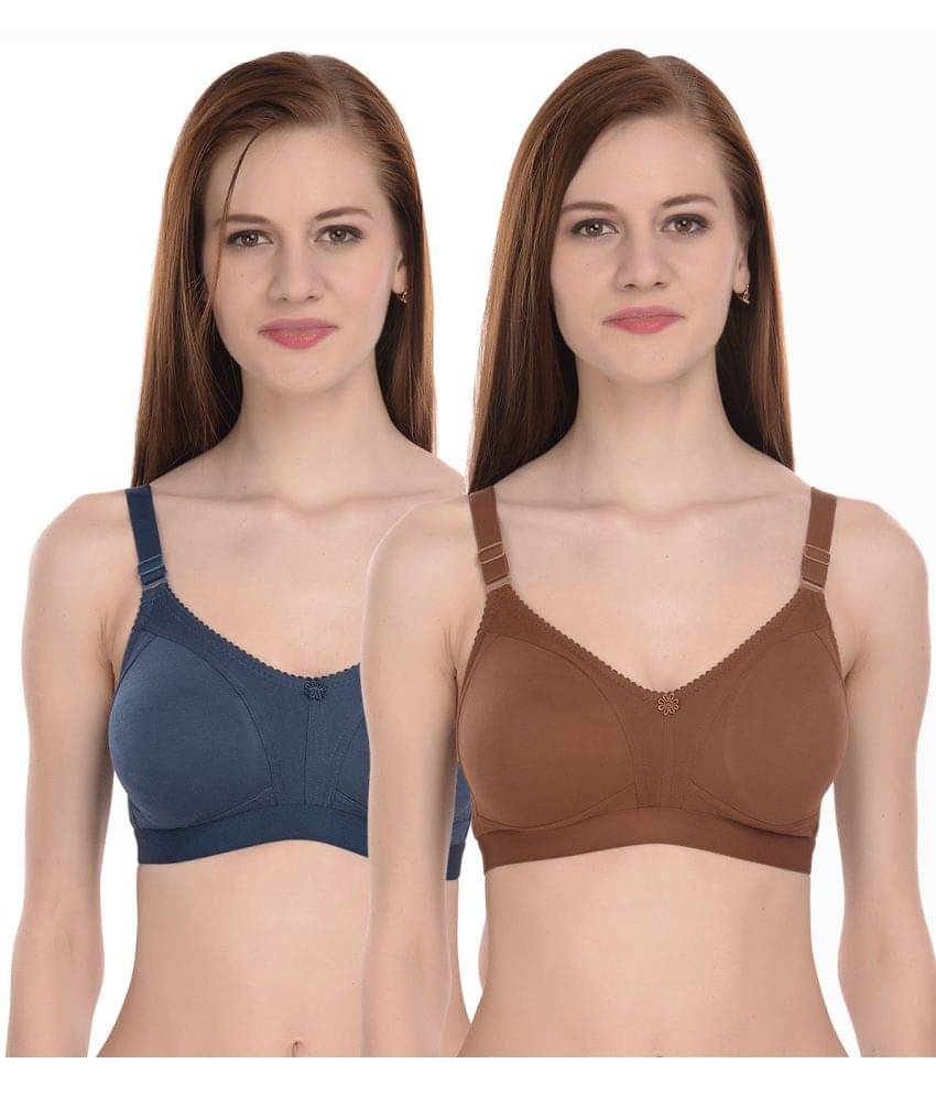 Elina Pack of 2 100% Cotton Non Padded Women's T-Shirt Bra ( Multicolor ) Elina Pack of 2 100% Cotton Non Padded Women's T-Shirt Bra ( Multicolor )