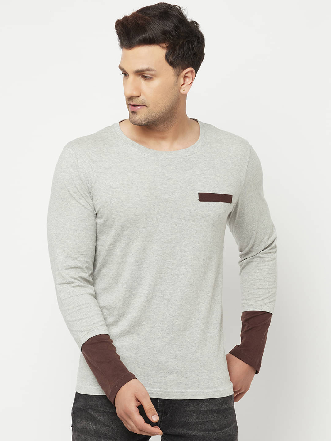 Glito Pack of 1 Cotton Blend Regular Fit Men's T-Shirt ( Grey ) Glito Pack of 1 Cotton Blend Regular Fit Men's T-Shirt ( Grey )