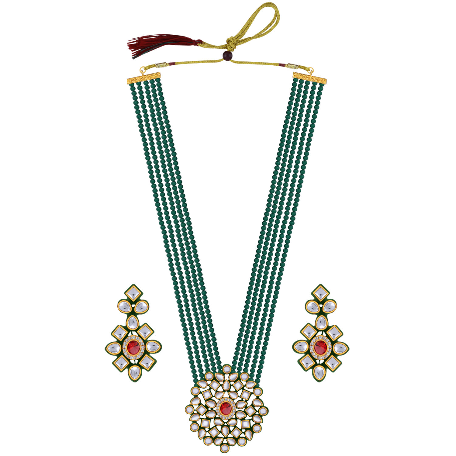 ShreejiHuf - Alloy Green Necklace Set ( Pack of 1 )