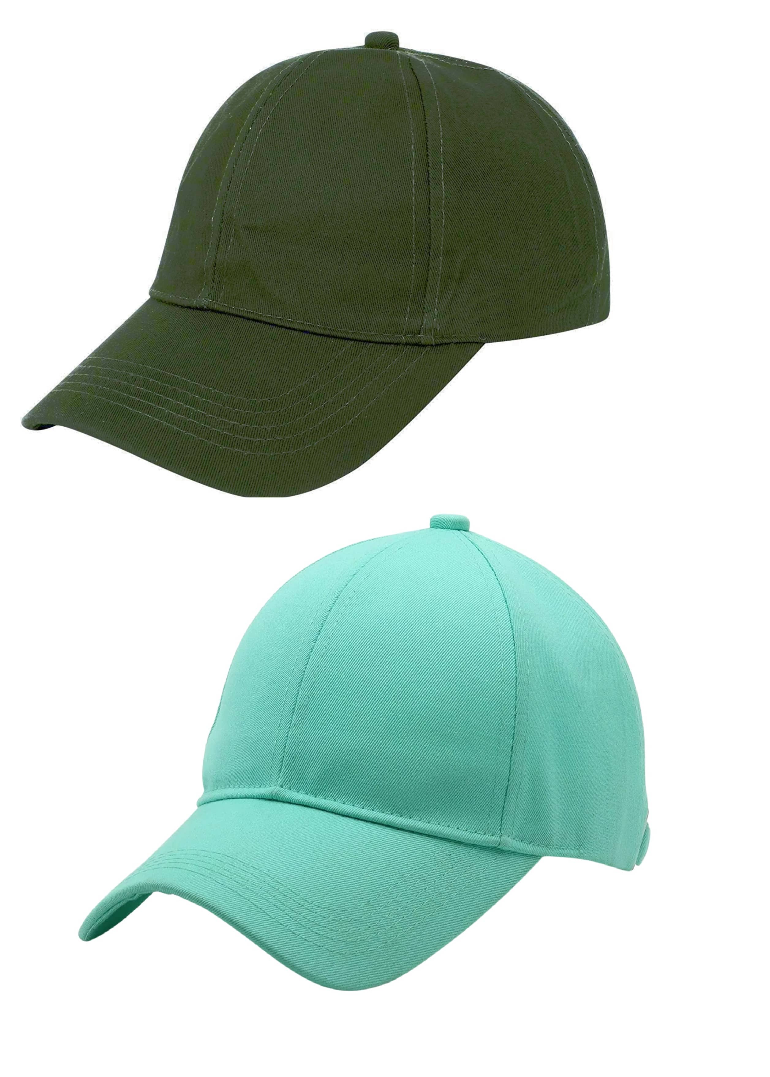 Zacharias - 100% Cotton Green Men's Cap ( Pack of 2 )