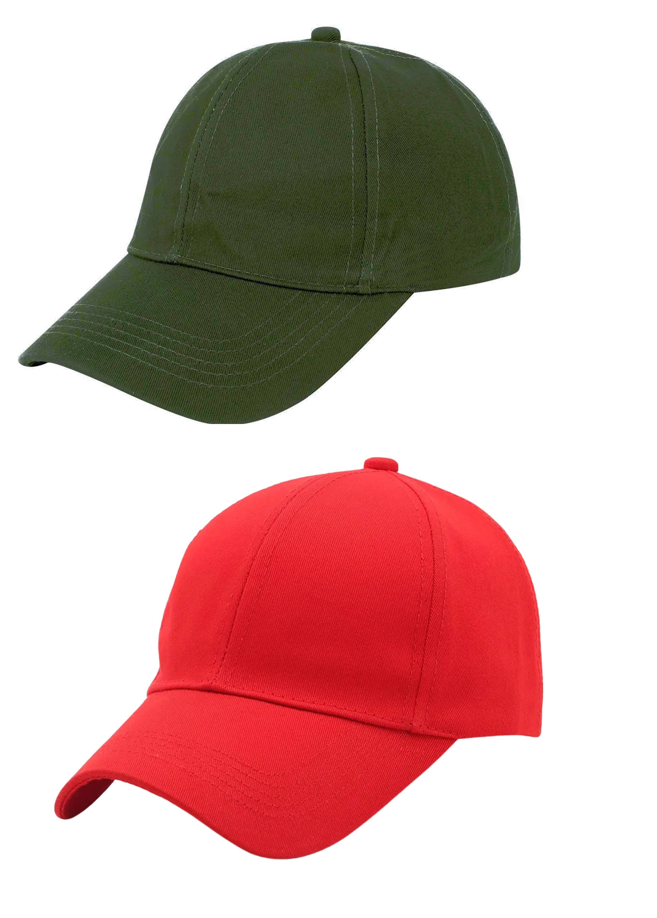 Zacharias - 100% Cotton Green Men's Cap ( Pack of 2 )
