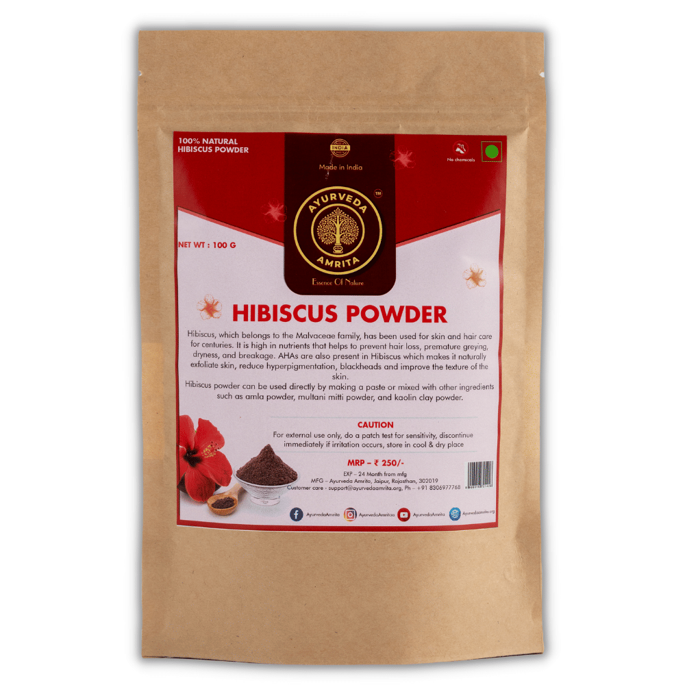 Ayurveda Amrita Pure, Natural & Organic Hibiscus Powder for Hair & Skin 100 Gram