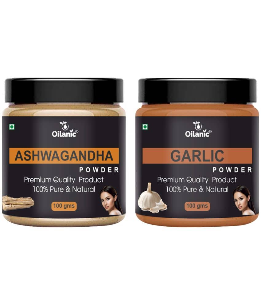 Oilanic 100% Pure Ashwagandha Powder & Garlic Powder For Skincare Hair Mask 200 g Pack of 2