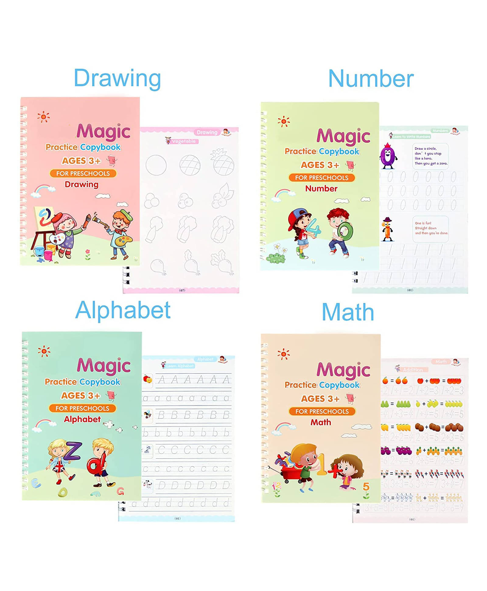     			Sank Magic Practice Copybook - (1 Pen + 1 Grip + 4 BOOKS + 10 REFILL) Number Tracing Book - Writing Book - Magic Calligraphy - Copybook Set - Calligraphy Pen - Calligraphy Book - Practical Reusable Writing Tool - Simple Hand Lettering for Preschoolers