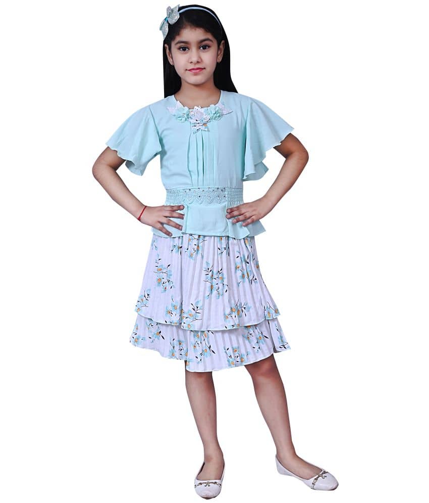 Arshia Fashions Pack of 1 Girls Polyester Top With Skirt ( Blue )