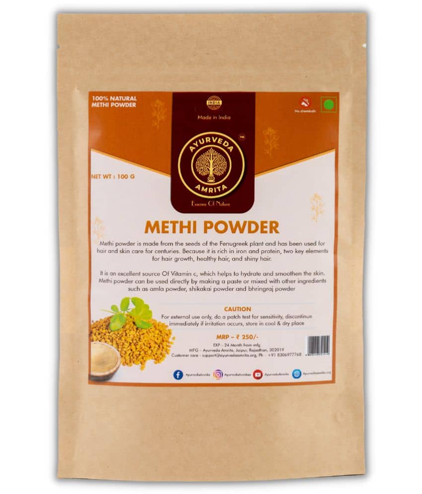 Ayurveda Amrita Pure, Natural & Organic Fenugreek Methi Powder for Hair & Skin 100 Gram