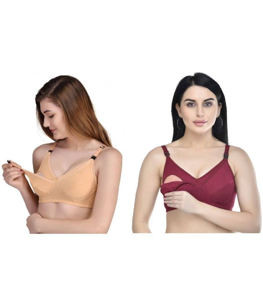 Desiprime - Multicolor 100% Cotton Solid Women's Maternity Bra ( Pack of 2 ) Desiprime - Multicolor 100% Cotton Solid Women's Maternity Bra ( Pack of 2 )
