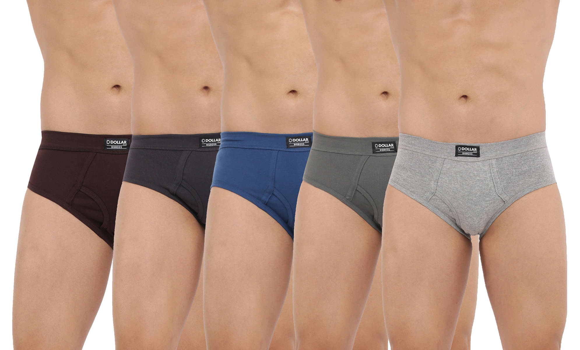     			Dollar Bigboss Men's Pack of 5 Solid Cotton Brief With Spandex Integrated Waistband (Colour May Vary)