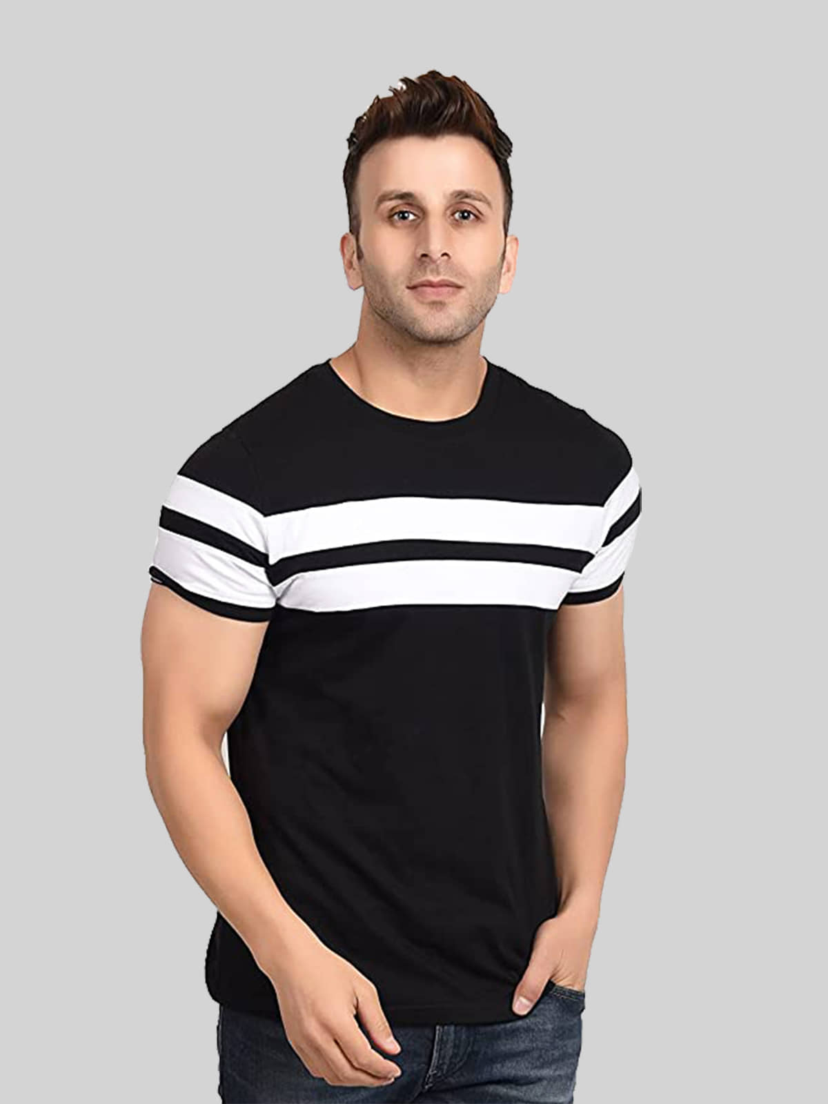 OXRYZER Pack of 1 Cotton Regular Fit Men's T-Shirt ( Black )