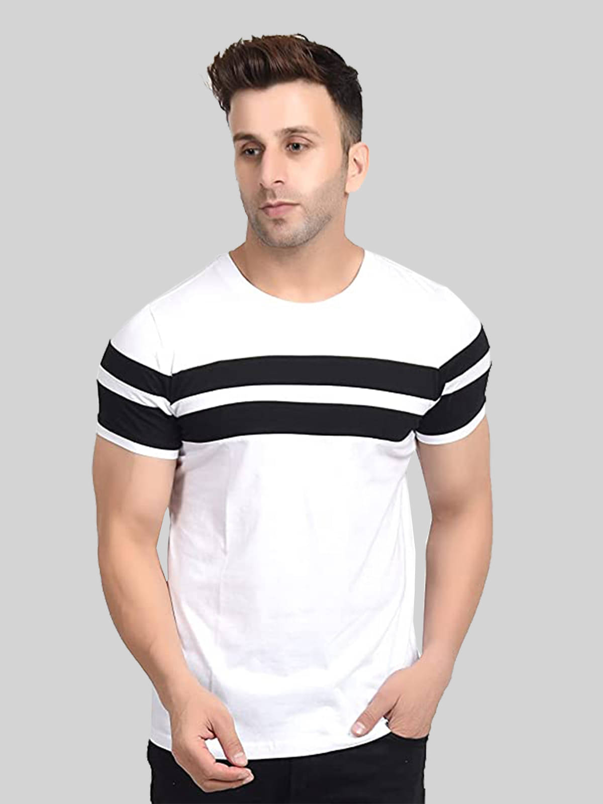     			OXRYZER Pack of 1 Cotton Regular Fit Men's T-Shirt ( White )