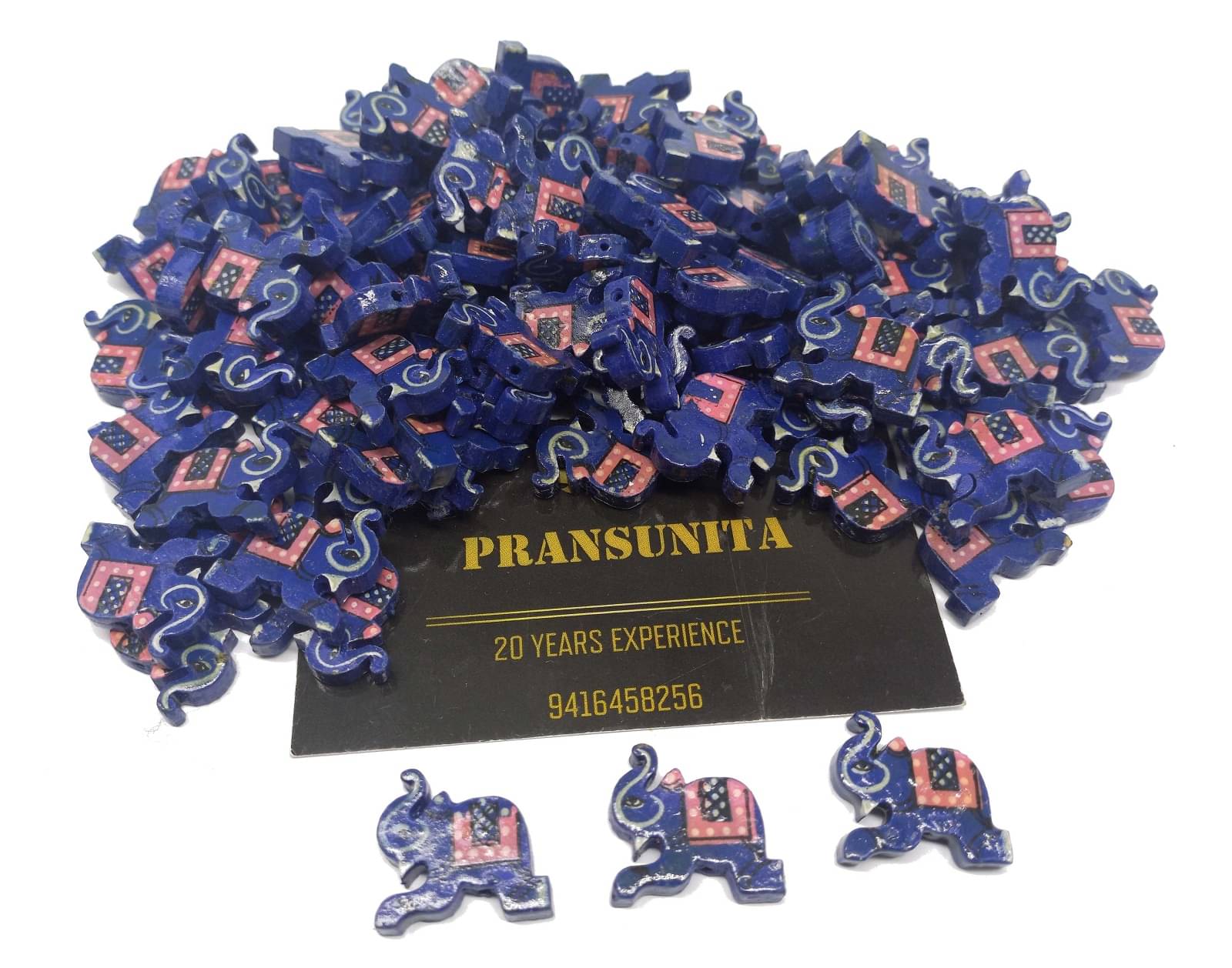     			PRANSUNITA Wooden Elephant Beads Size – 2 cm, Used for Art and Crafts, Dresses, Beading, Pendant, Macrame, Jewellery Making, DIY Crafts & School Project etc Pack of 50