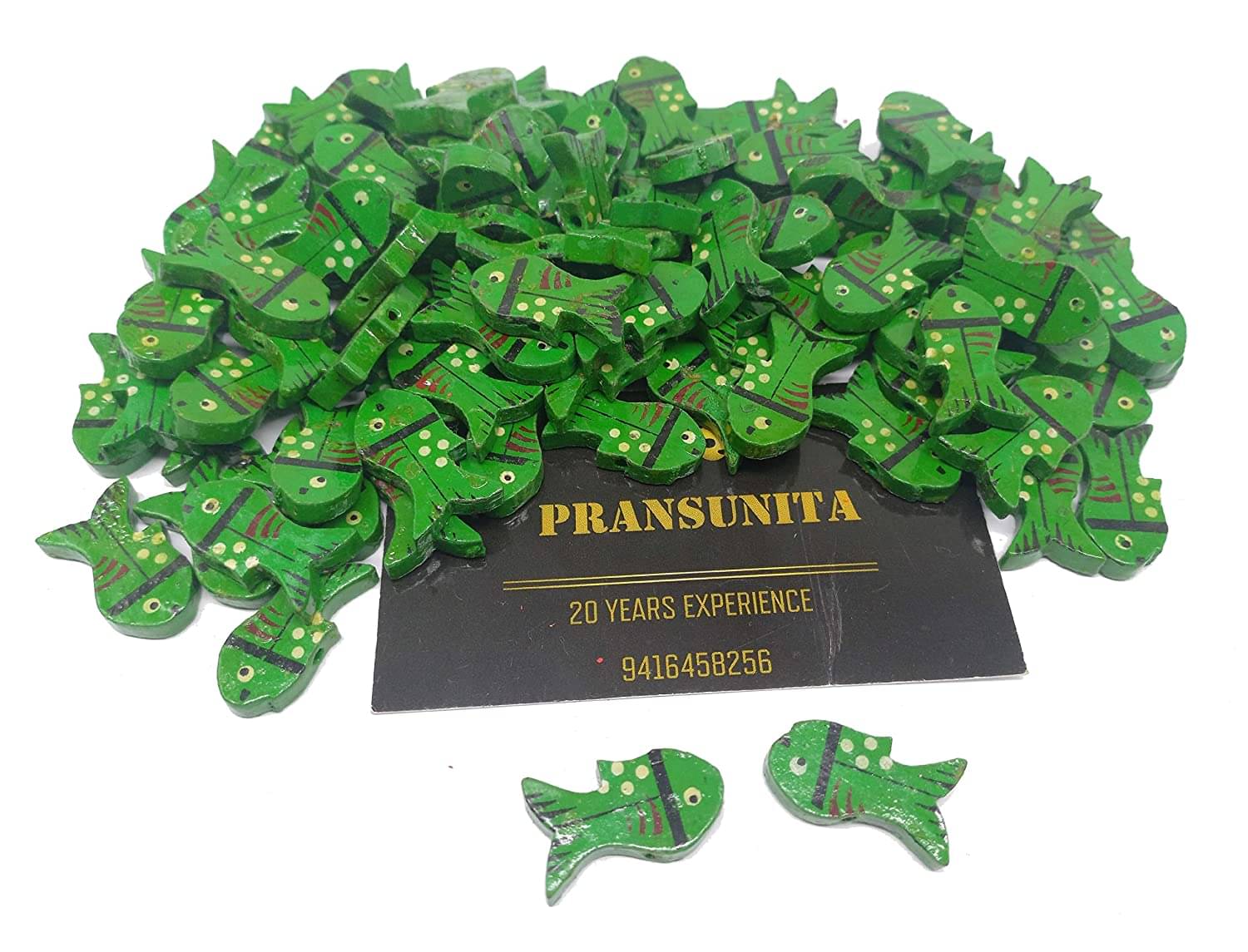     			PRANSUNITA Wooden Fish Beads Size – 2.5 cm, Used for Art and Crafts, Dresses, Beading, Pendant, Macrame, Jewellery Making, DIY Crafts & School Project etc Pack of 50