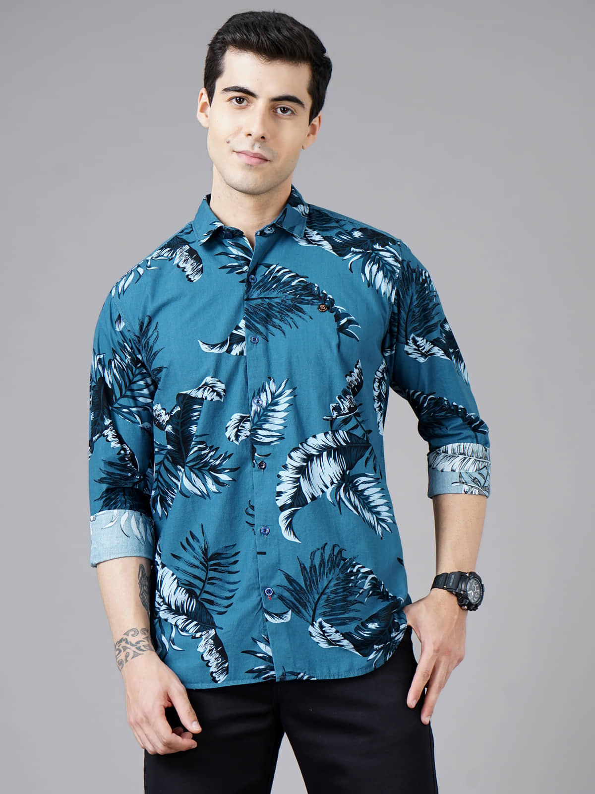 Paul Street - Blue Cotton Blend Slim Fit Men's Casual Shirt ( Pack of 1 )
