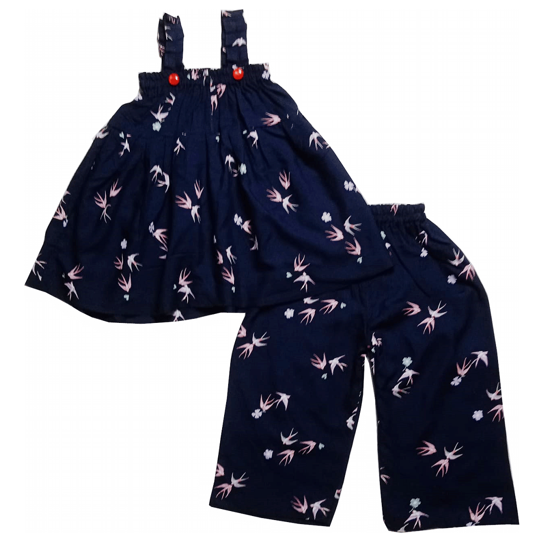 harshvardhanmart.com Pack of 1 Girls 100% Cotton Top With Palazzo ( Navy Blue )