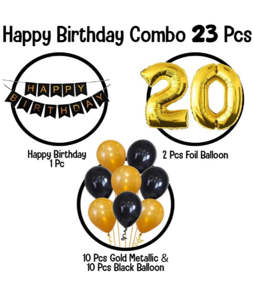     			Blooms Mall Memorable   20  HBD   Black  and Golden combo set