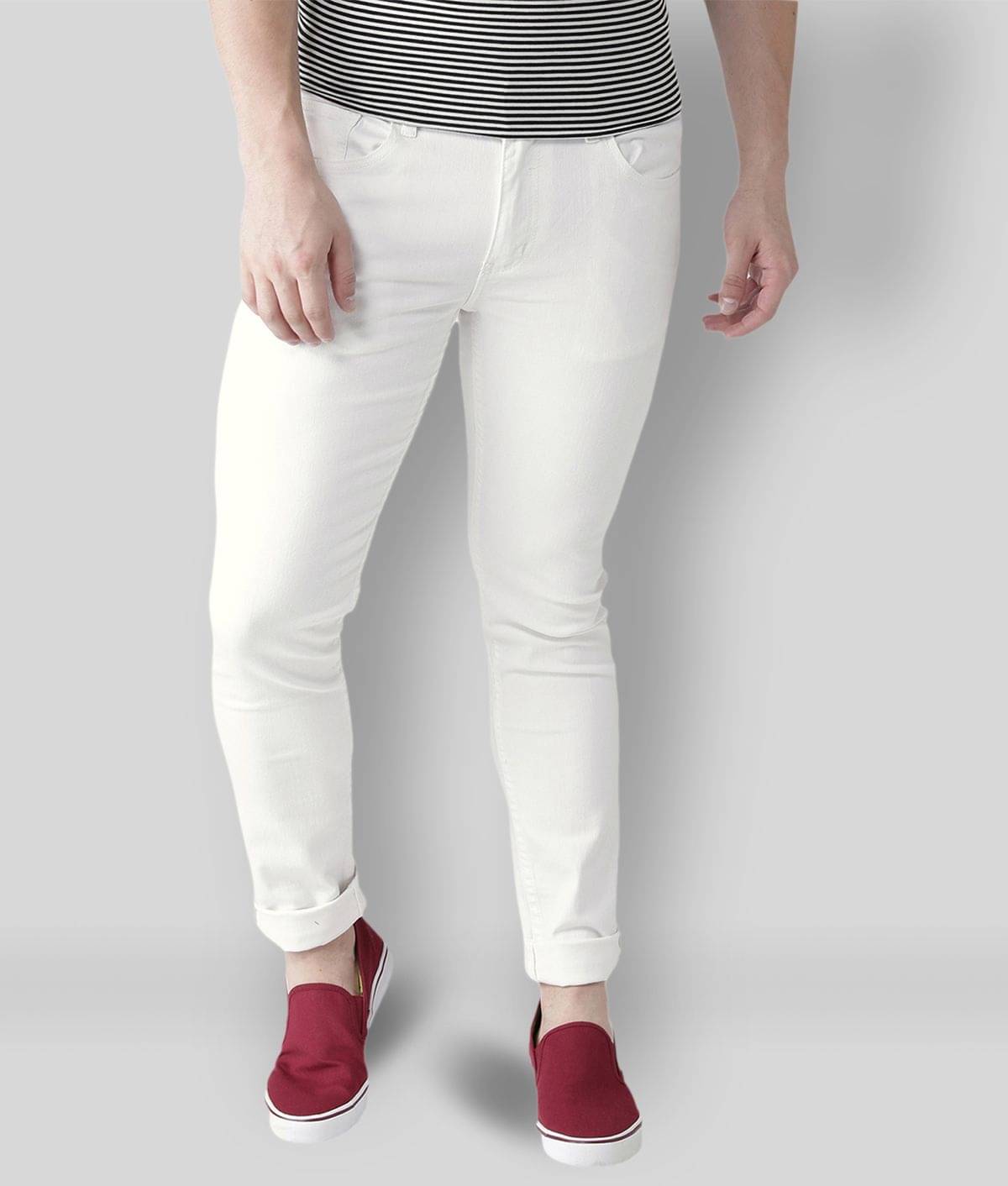    			Calcium - White Cotton Blend Slim Fit Men's Jeans ( Pack of 1 )