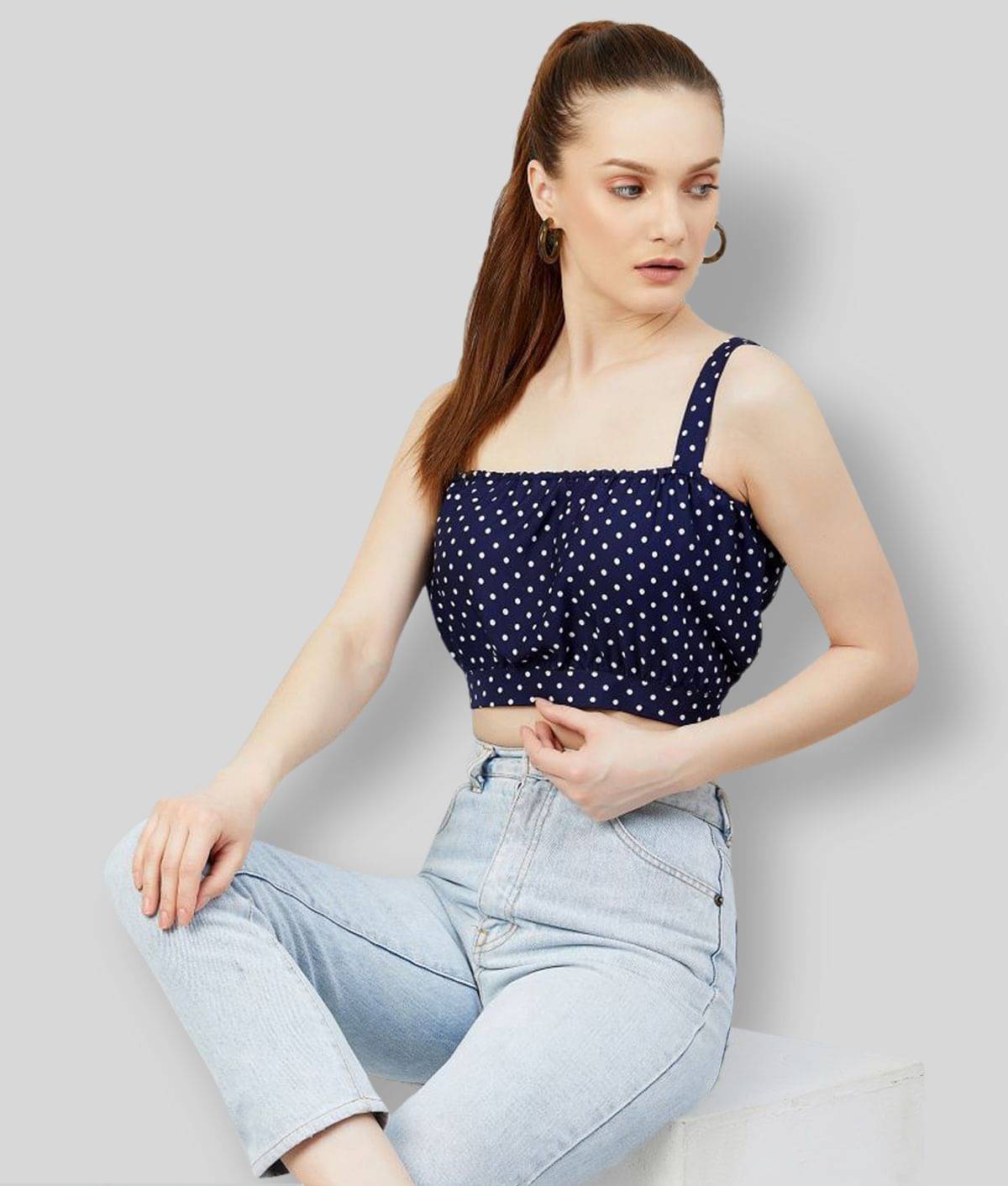     			Chimpaaanzee Women's Crepe Crop Top ( Navy )
