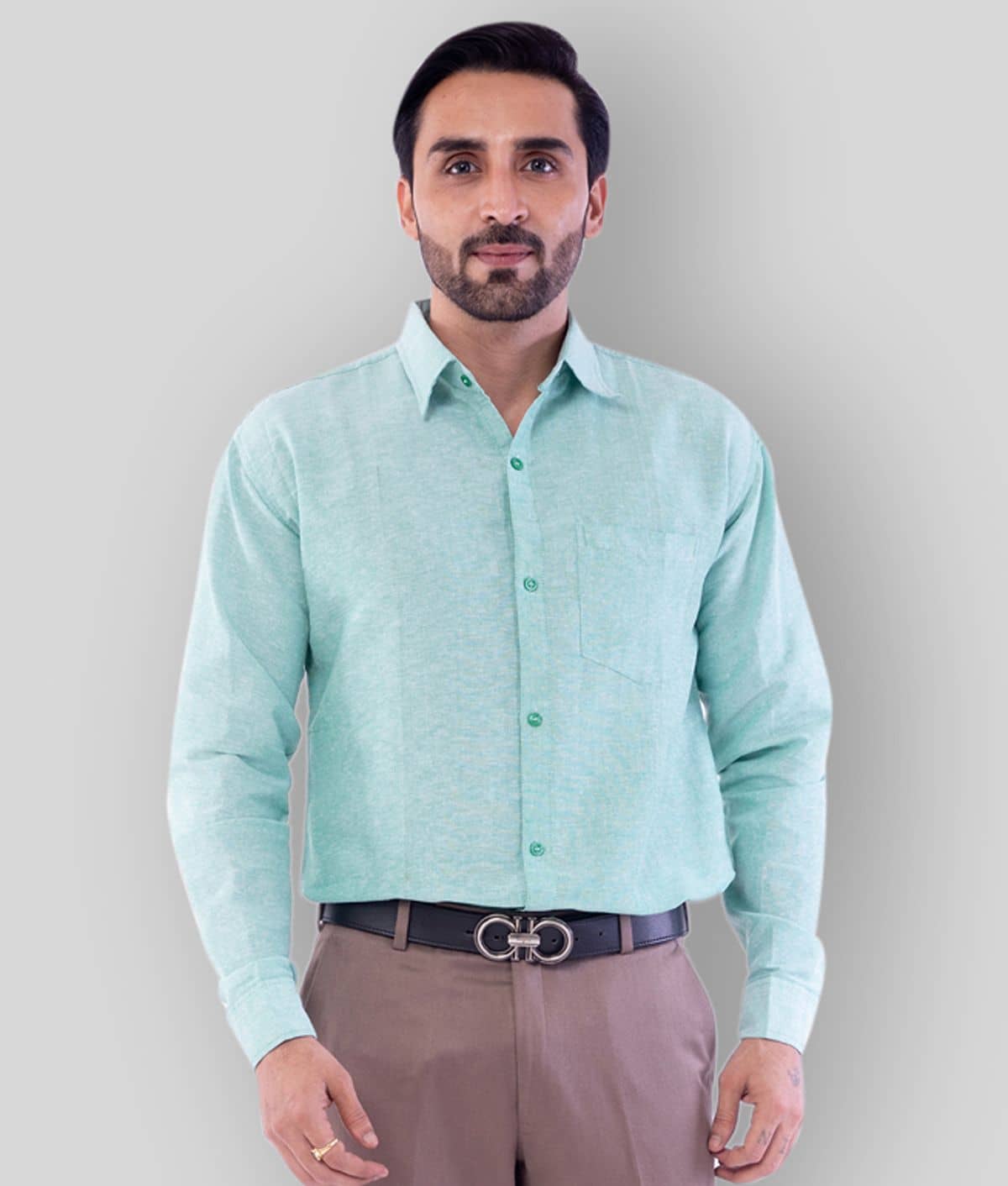 DESHBANDHU DBK - Green Cotton Regular Fit Men's Formal Shirt (Pack of 1)